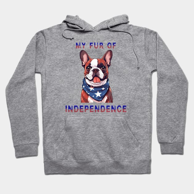 French Bulldog Funny USA Flag 4th of July Fur Of Independence Hoodie by Sniffist Gang